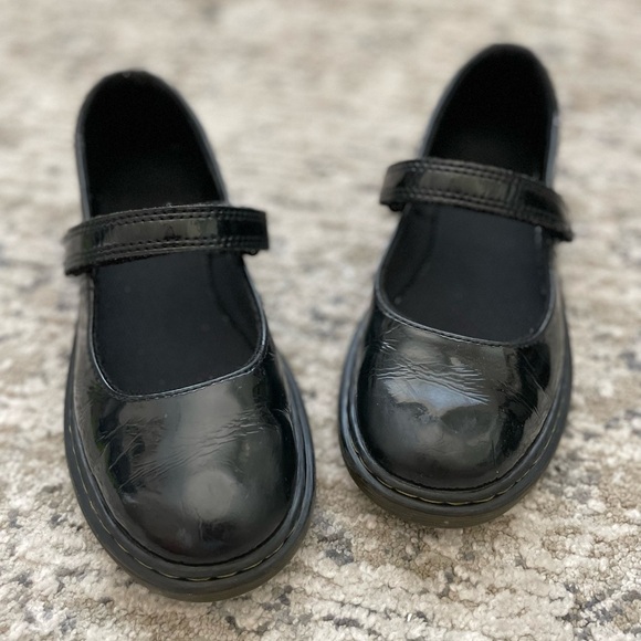 Dr. Doc Martens Maccy Mary Jane Black Patent Strap Shoes Girls Size 2 - Picture 7 of 9
